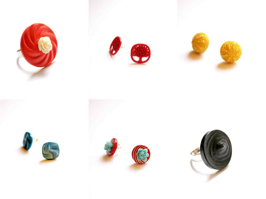 vintage gombok fülbevalóként és gyűrűként