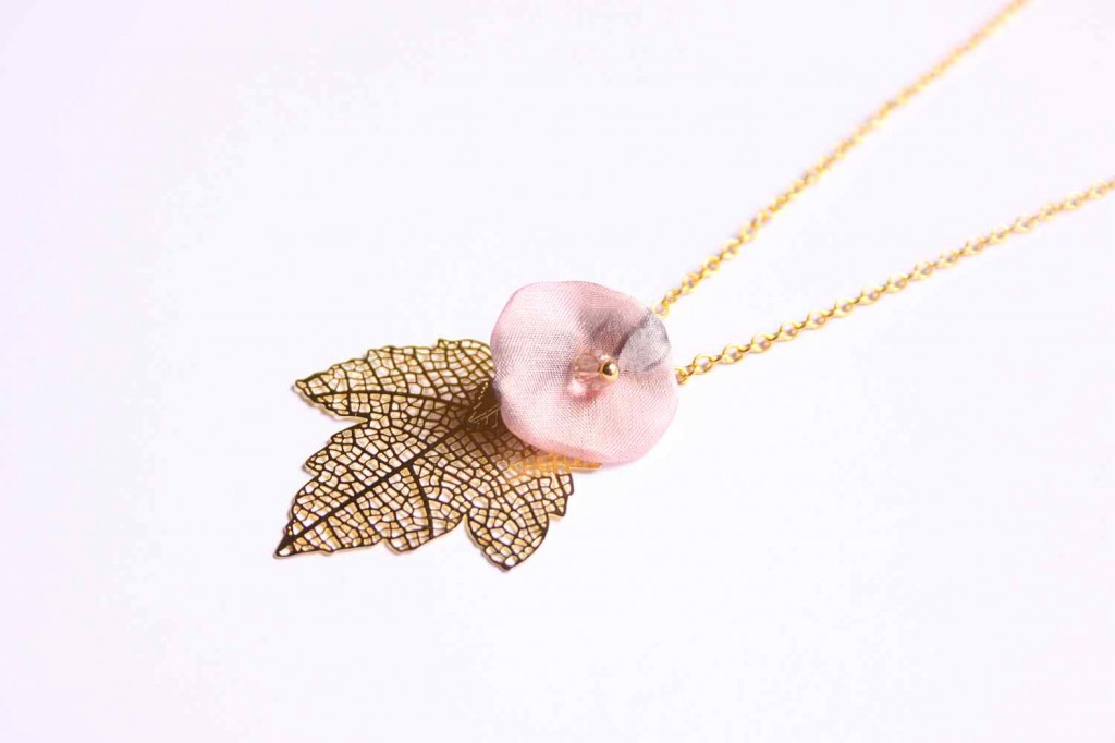 maple leaf necklace with flower  maple leaf necklace with flower
