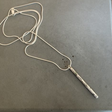 Fatörzs mohával - rusztikus ezüst medál és nyaklánc apró zöld tsavorit kövekkel - design ékszer - MEGRENDELÉSRE - Image 4