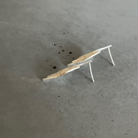 Falevél arany erezettel - hullámos levél formájú ezüst fülbevaló aranyozott faerezettel - design ékszer - MEGRENDELÉSRE - Image 8