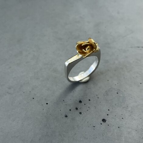 Terrárium - szögletes gyűrű aranyozott pozsgás növénnyel - design ékszer - EGYETLEN DARAB, 55-ös MÉRET - Image 3