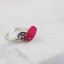 MIX IT - Szirmok - ezüst gyűrű pink és ocelot mintás plexivel, DOLCE VITA kollekció - MEGRENDELÉSRE